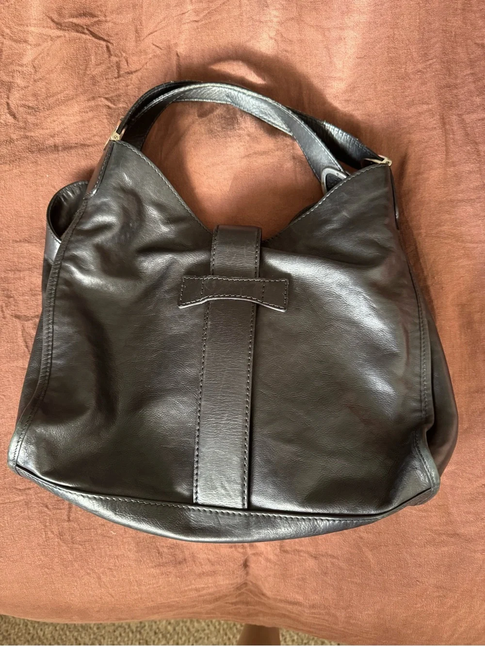 Gucci Black Leather Slouchy Hobo with Silver Buckle Accent